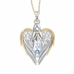 Heart shaped angel wings / angel / crystals - gold necklaceNecklaces