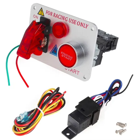 Interruptores12 V - LED rojo - arranque del motor del coche de carreras - interruptor de encendido con botón pulsador - palan...