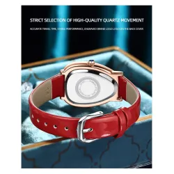 CHENXI - elegant Quartz watch with rhinestones - waterproof - leather strap - blackWatches