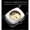 CHENXI - automatic square watch - hollow-carved design - leather strap - silver / blueWatches