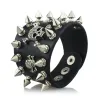 PulseraPulsera ancha de cuero - remaches - calavera - estilo punk