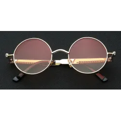 Gafas de solGafas de sol redondas góticas/steampunk - lente roja - montura de metal - UV 400 - unisex