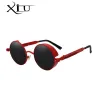 Gafas de solGafas de sol redondas góticas/steampunk - lente roja - montura de metal - UV 400 - unisex