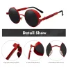 Gafas de solGafas de sol redondas góticas/steampunk - lente roja - montura de metal - UV 400 - unisex