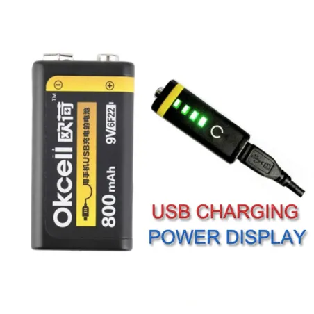 BateríasOKCELL - batería de litio - recargable - USB - 9V - 800 mAh