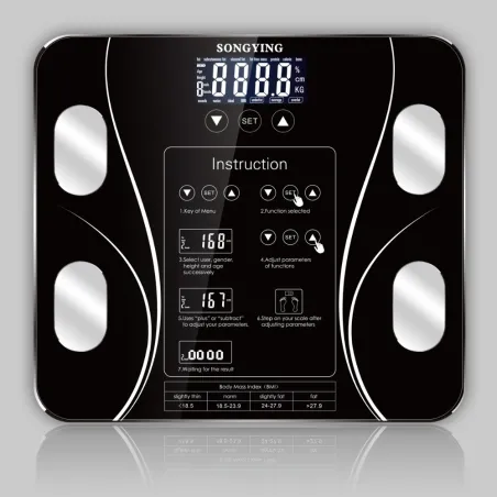 BalanzasBáscula electrónica inteligente - índice corporal 13 - grasa corporal - IMC - pantalla LCD
