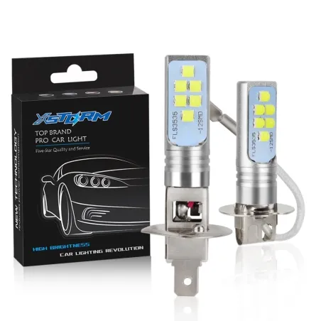 H1Bombilla LED para coche - superbrillante - 12 3535 SMD - 12V 24V 6000K - H1 - H3 - 2 piezas