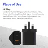 CargadoresCargador de pared - enchufe del Reino Unido - puertos duales tipo C / USB - PD - carga rápida - 20W