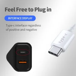 CargadoresCargador de pared - enchufe del Reino Unido - puertos duales tipo C / USB - PD - carga rápida - 20W