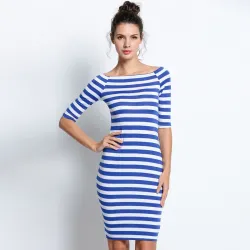 Off shoulder striped dress - slimDresses