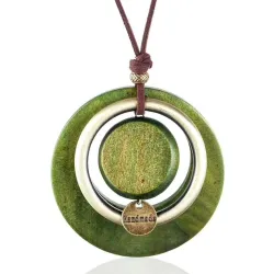 CollarColgante vintage hecho a mano - collar largo - cadena de cuerda de cuero