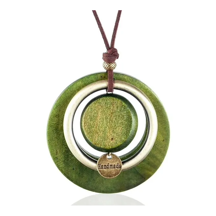 CollarColgante vintage hecho a mano - collar largo - cadena de cuerda de cuero