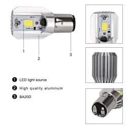 Motorcycle LED headlight bulb - H6 BA20D - 6000KLights