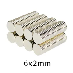 N35N35 - imán de neodimio - disco fuerte - 6 mm * 2 mm - 50 piezas