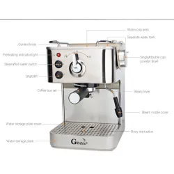 CocinaGustino 19 Bar - cafetera semiautomática - espumador de leche - acero inoxidable