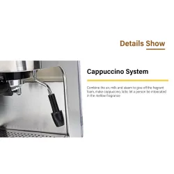 CocinaGustino 19 Bar - cafetera semiautomática - espumador de leche - acero inoxidable