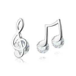 AretesPendientes notas musicales - con cristal - Plata de Ley 925