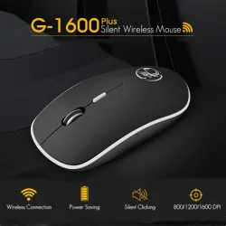 MouseRatón óptico inalámbrico - con receptor USB - ergonómico - silencioso - 2.4Ghz - 1600 DPI