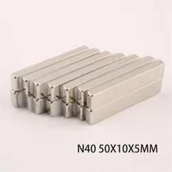 N40N40 - imán de neodimio - bloque rectangular resistente - 50 mm * 10 mm * 5 mm