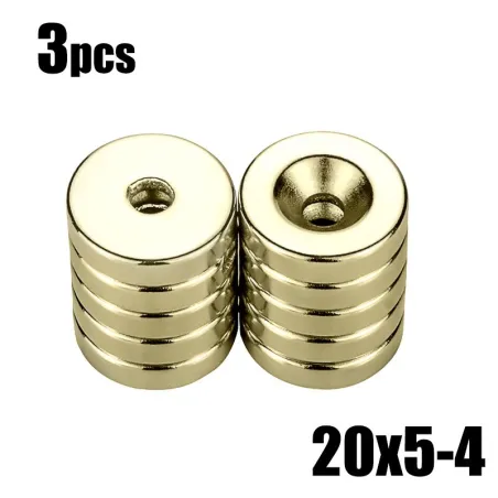 N35N35 - imán de neodimio - disco fuerte - 20 mm * 5 mm - con orificio de 4 mm - 3 piezas