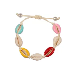 PulseraPulsera de concha hecha a mano - cuerda ajustable