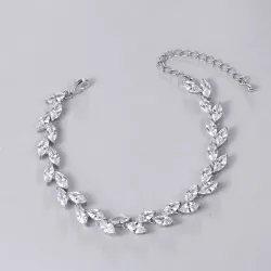 PulseraPulsera plata hojas cristal