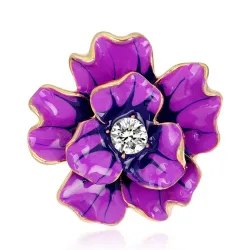 BrochesFlor morada con cristal - broche de alfiler