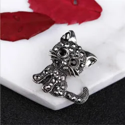 BrochesGato de cristal negro - broche