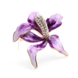 BrochesFlor de orquídea morada con cristales - broche