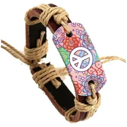 PulseraPulsera de cuero retro - estampado de flores