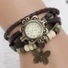 Vintage multi layer bracelet - with Quartz watch - beads / butterflyBracelets