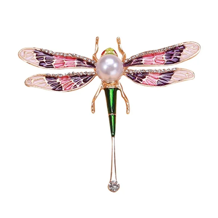 BrochesLibélula de cristal con perla - broche