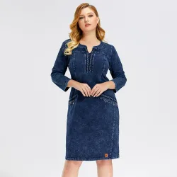Knitted denim dress - plus sizeDresses