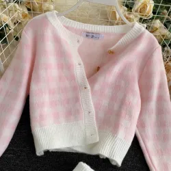 VestidosConjunto de cuadros de punto - falda - chaleco - cárdigan