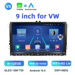 Din 2Autoradio - 2 Din - 9 pulgadas - Android 10 - 8GB - 128GB - Bluetooth - GPS - carplay - para Volkswagen Golf 5 6 Passat
