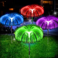 Iluminación solarLuz solar para jardín - resistente al agua - medusas de fibra óptica de colores
