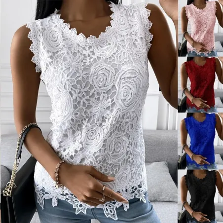 Blusas y camisasCamiseta encaje elegante - sin mangas