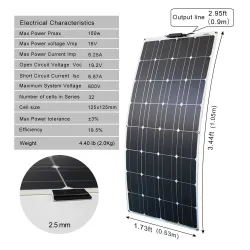 Paneles solaresKit panel solar - flexible - 100W / 200W / 300W - 12V / 24V - con conector fotovoltaico - módulo cargador de b...