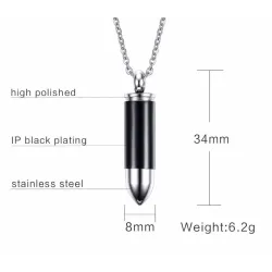 Stainless steel necklace with bullet pendantNecklaces