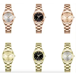 RelojesCHRONOS - reloj de cuarzo dorado de lujo - acero inoxidable