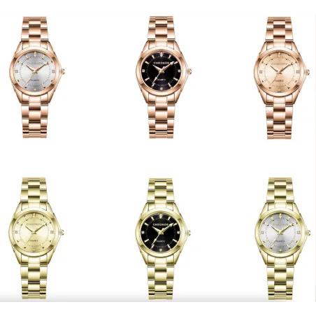 RelojesCHRONOS - reloj de cuarzo dorado de lujo - acero inoxidable