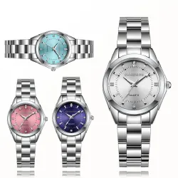 RelojesCHRONOS - reloj de cuarzo plateado de lujo - acero inoxidable