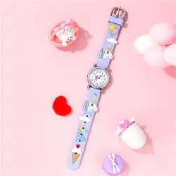 RelojReloj de cuarzo para niños - correa de silicona con unicornio