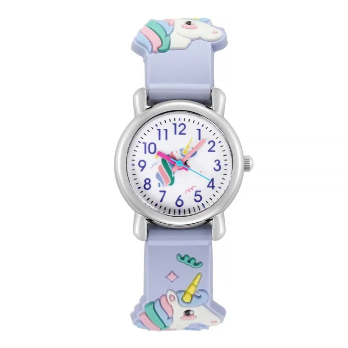 RelojReloj de cuarzo para niños - correa de silicona con unicornio