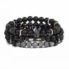 PulseraPulsera de cuentas negras con corona - 3 piezas