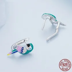 Rainbow parrot with zircon - 925 sterling silver earringsEarrings