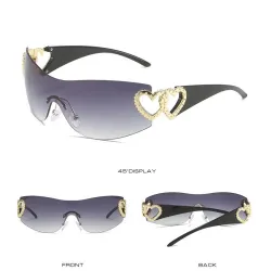 Gafas de solGafas de sol sin montura de moda - bisagra de doble corazón de metal