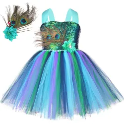 DisfracesDisfraz de pavo real - vestido con plumas / flores