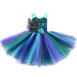 DisfracesDisfraz de pavo real - vestido con plumas / flores