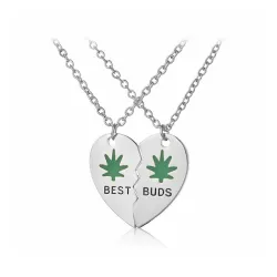 Heart shaped pendant with necklace - BEST BUDS - 2 piecesNecklaces